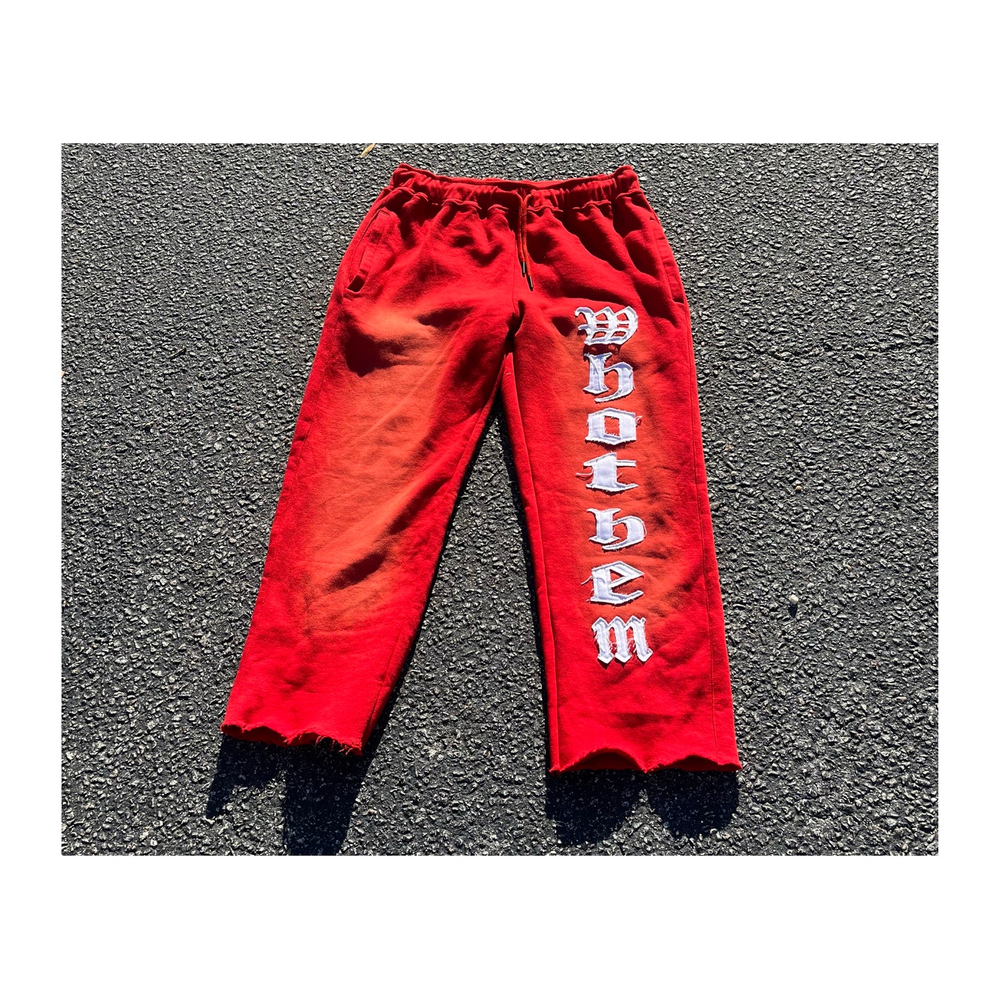 Red “WhoThem” Sweatpants
