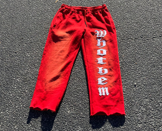 Red “WhoThem” Sweatpants